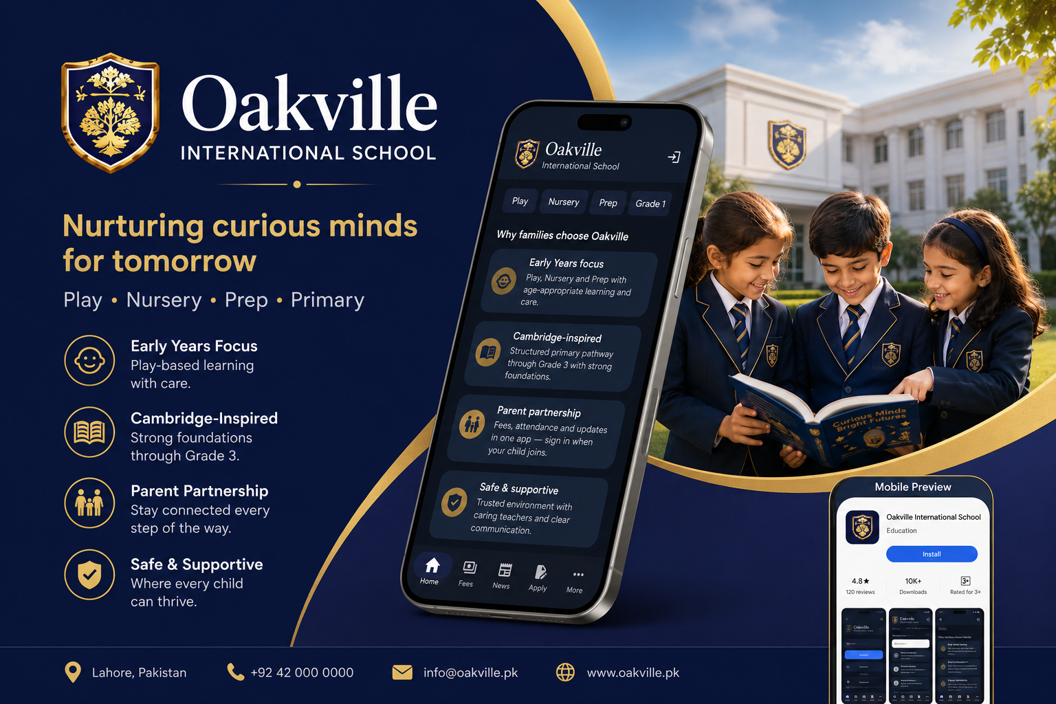 Oakville International School website and parent app